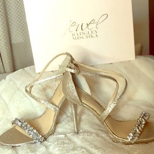 Gold/platinum color dress heels